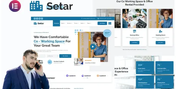 Setar โ Coworking Space & Startup Office Elementor Template Kit
